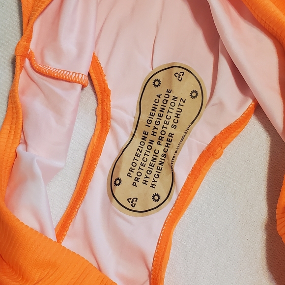 Eomenie Bright Orange Ribbed Tankini With Tummy Control. NWT Sz L - Picture 9 of 9